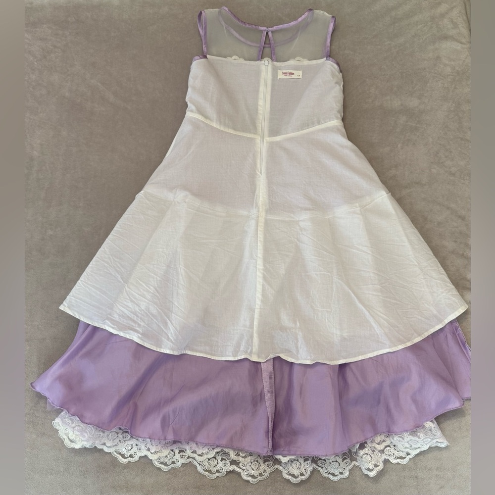 Girls Size 12 Purple Tulle Lace Dress Graduation Party Flower Wedding Sleeveless - Picture 9 of 13